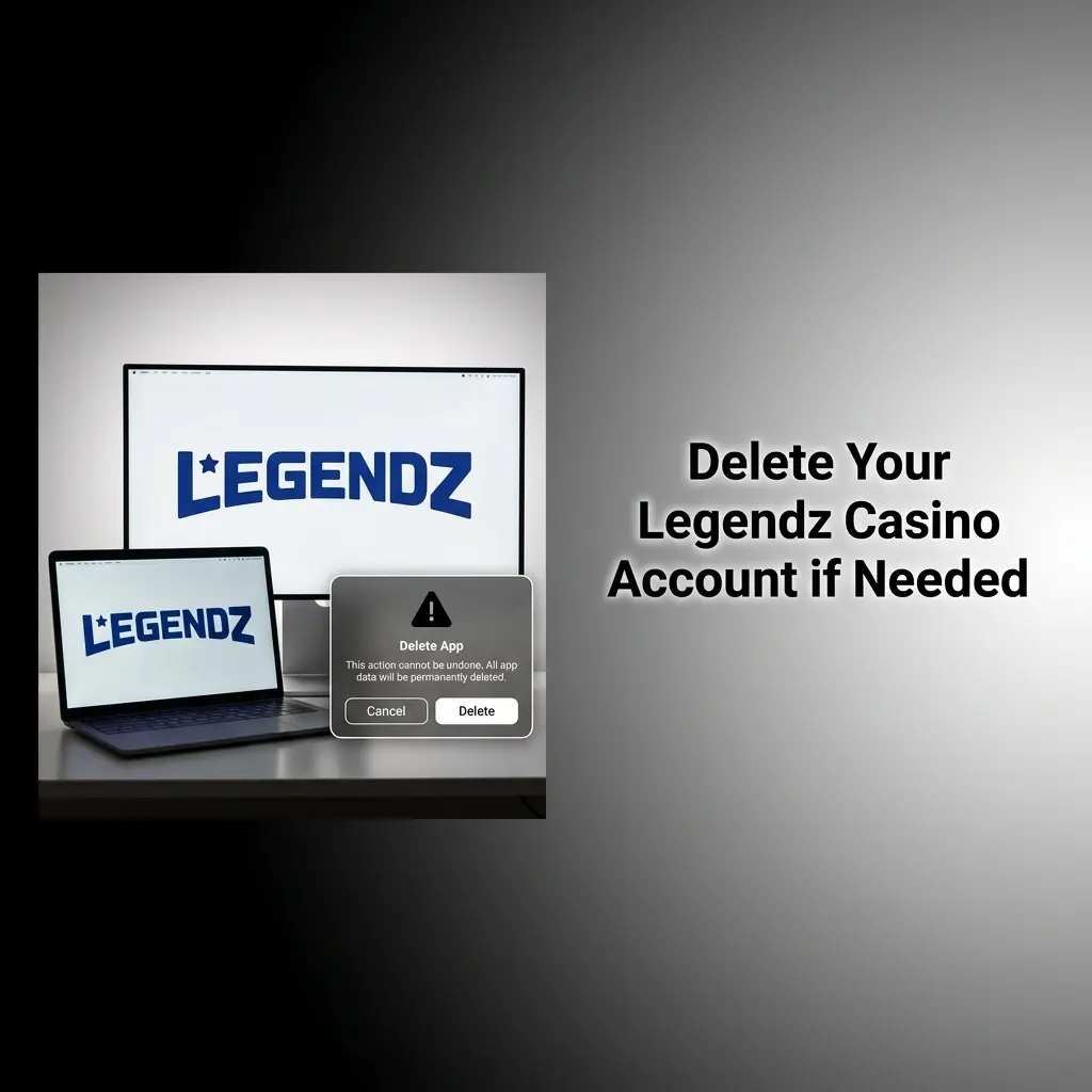 Legendz Casino account deletion process showing steps to contact support and permanently close your account